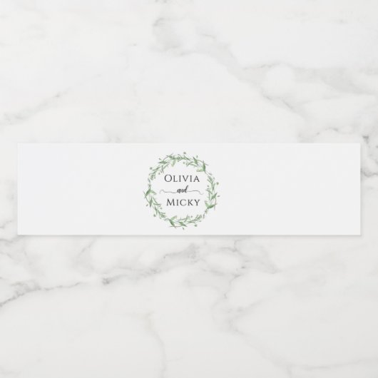 Groen Minimalistische Bruiloft Water Fles Labels Waterfles Etiket (Enkel label)