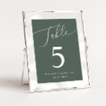 Groen minimumaantal bruiloft kaart<br><div class="desc">Minimale en elegante trouwlijstaantal met moderne manuscripttekst die "Lijst"bij de bovenkant op een bos groene achtergrond zegt.</div>