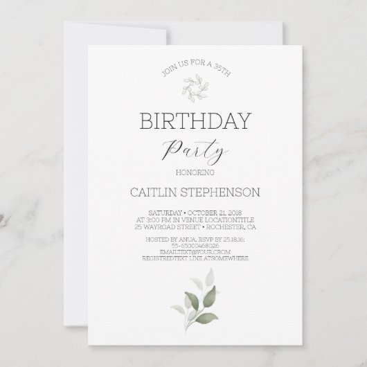 Groen Modern 35e verjaardagsfeest Kaart (Voorkant)