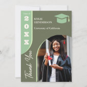 Groen Modern Afstuderen Foto Bedankkaart (Voorkant)