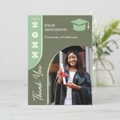 Groen Modern Afstuderen Foto Bedankkaart (Staand voorkant)