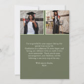 Groen Modern Afstuderen Foto Bedankkaart (Achterkant)