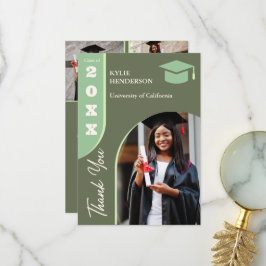 Groen Modern Afstuderen Foto Bedankkaart