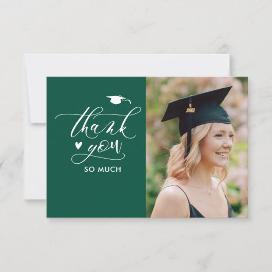 Groen modern Afstuderen met minimalistisch script  Bedankkaart (Voorkant)