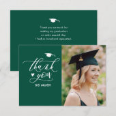 Groen modern Afstuderen met minimalistisch script  Bedankkaart (Voorkant / Achterkant)