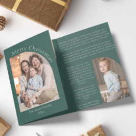 Groen Modern Arch Jaar in de Review Familie Update Drieluik Wenskaart