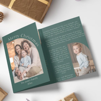 Groen Modern Arch Jaar in de Review Familie Update Drieluik Wenskaart