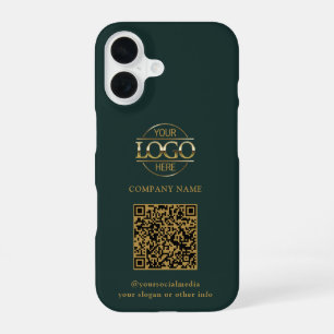 Groen modern bedrijfslogo & QR-code promotie iPhone 16 Hoesje