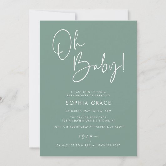 Groen Modern Boho Genderneutraal Baby shower Kaart (Voorkant)