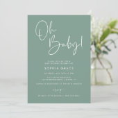 Groen Modern Boho Genderneutraal Baby shower Kaart (Staand voorkant)