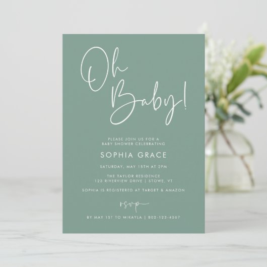 Groen Modern Boho Genderneutraal Baby shower Kaart (Staand voorkant)