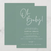 Groen Modern Boho Genderneutraal Baby shower Kaart (Voorkant / Achterkant)