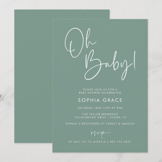 Groen Modern Boho Genderneutraal Baby shower Kaart (Voorkant / Achterkant)