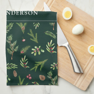Groen modern botanisch elegant hedendaags theedoek