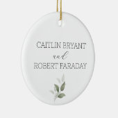 Groen Modern Bruiloft Keramisch Ornament (Rechts)