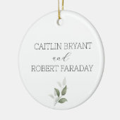 Groen Modern Bruiloft Keramisch Ornament (Links)