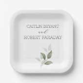 Groen Modern Bruiloft Papieren Bordje (Voorkant)