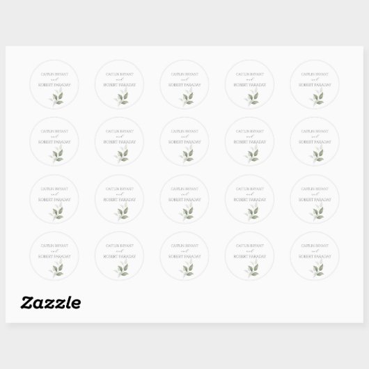 Groen Modern Bruiloft Ronde Sticker (Vel)
