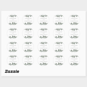 Groen Modern Bruiloft Ronde Sticker