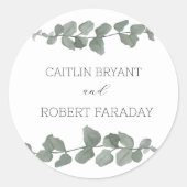 Groen Modern Bruiloft Ronde Sticker (Voorkant)