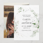 Groen Modern Bruiloft Save The Date (Voorkant / Achterkant)