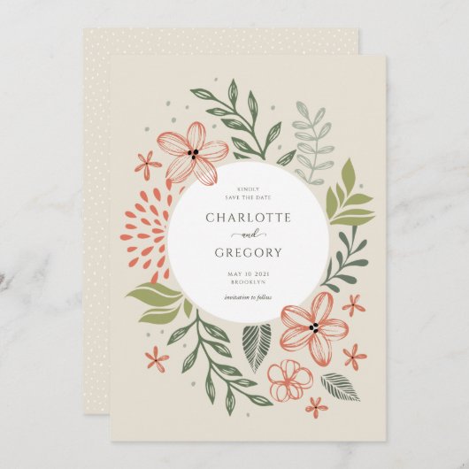 Groen Modern Bruiloft Save The Date Kaart (Voorkant / Achterkant)