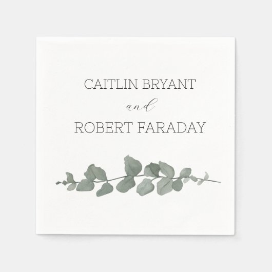 Groen Modern Bruiloft Servet (Voorkant)