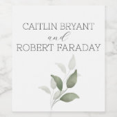 Groen Modern Bruiloft Wijn Etiket (Enkel label)