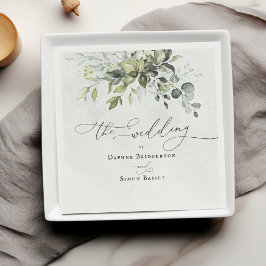 Groen Modern Chique Minimalistische Bruiloft Servet