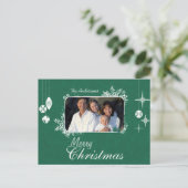 Groen Modern Christmas Family Photo Briefkaart (Staand voorkant)