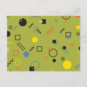 Groen, modern, cool, trendy, urban, Memphis patroo Briefkaart