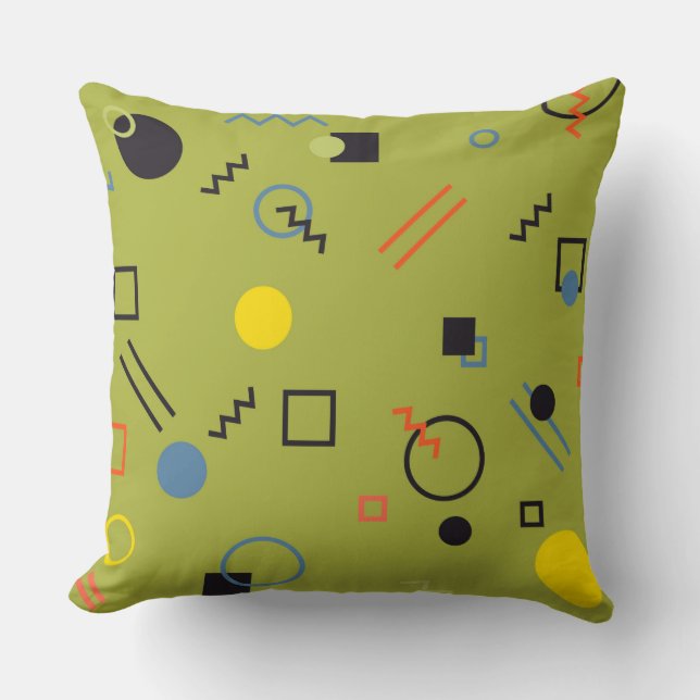 Groen, modern, cool, trendy, urban, Memphis patroo Kussen (Voorkant)