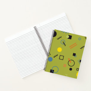 Groen, modern, cool, trendy, urban, Memphis patroo Notitieboek