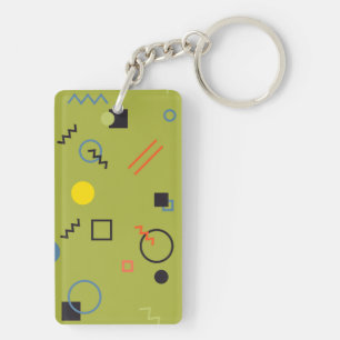 Groen, modern, cool, trendy, urban, Memphis patroo Sleutelhanger
