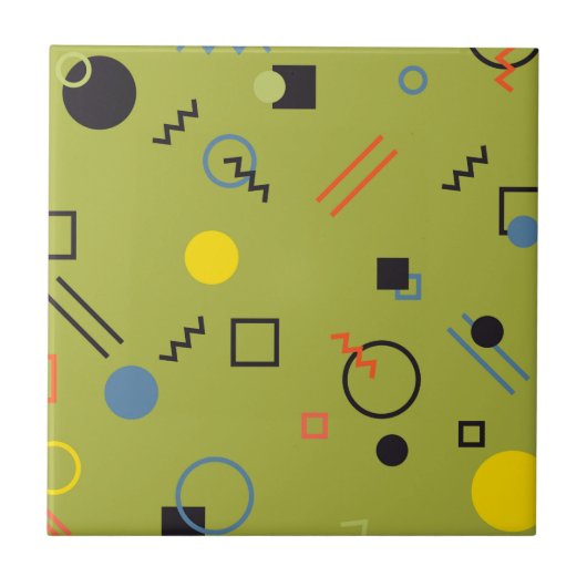 Groen, modern, cool, trendy, urban, Memphis patroo Tegeltje (Voorkant)