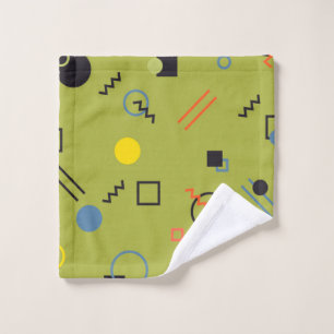 Groen, modern, cool, trendy, urban, Memphis patroo Washandje