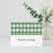 Groen modern Deco-tabelnummer Briefkaart (Staand voorkant)