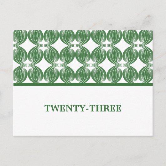 Groen modern Deco-tabelnummer Briefkaart (Voorkant)