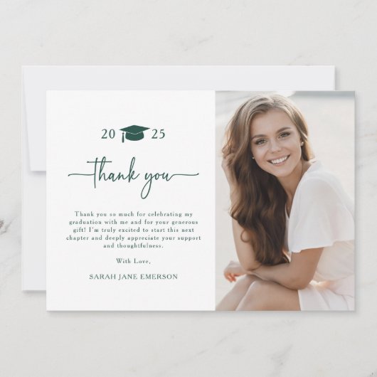 Groen Modern Eenvoudig Afstuderen Dank u kaart (Voorkant)