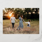 Groen modern elegant aquarel botanisch rustiek folie feestdagenkaart (Voorkant)