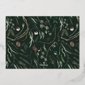 Groen modern elegant aquarel botanisch rustiek folie feestdagenkaart (Achterkant)
