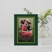 Groen Modern Elegant Lijst Eenvoudig Vrolijk Kerst Folie Feestdagen Briefkaart (Staand Voorkant)