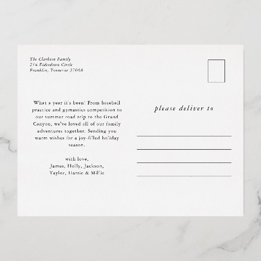 Groen Modern Elegant Lijst Eenvoudig Vrolijk Kerst Folie Feestdagen Briefkaart (Achterkant)