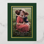 Groen Modern Elegant Lijst Eenvoudig Vrolijk Kerst Folie Feestdagen Briefkaart (Voorkant)