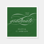 Groen Modern Elegant Script Graduation Party Servet (Voorkant)