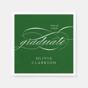 Groen Modern Elegant Script Graduation Party Servet