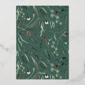 Groen modern elegant waterverf botanische rustieke folie feestdagenkaart (Achterkant)