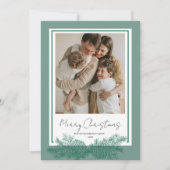 Groen Modern Elegante Botanische Foto Kerstmis Feestdagenkaart (Voorkant)