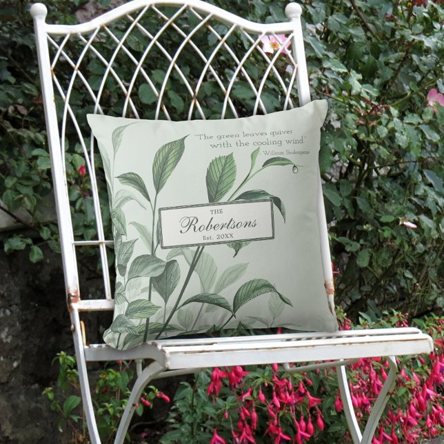 Groen Modern  Elegante Tuin Bladeren Quote Buitenkussen (Creator heeft geüpload)