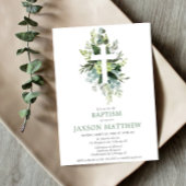 Groen modern eucalyptus groen gebladerte doop kaart